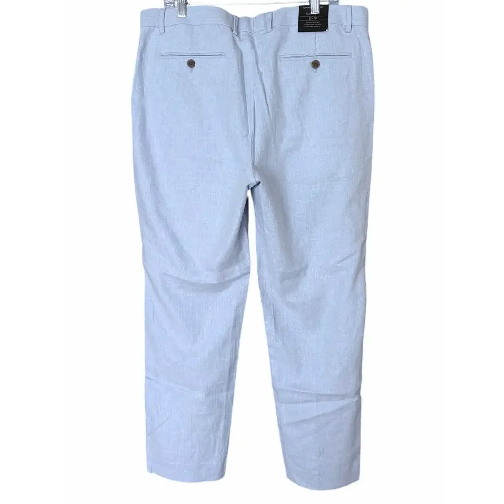 Banana Republic Men's Tailored Fit Linen-Blend Trouser Pant 38 x 32 Lt Blue New